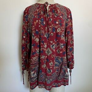 Lucky Brand Red And Blue Floral Blouse